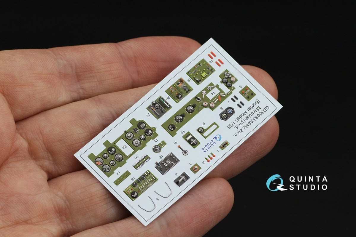 Quinta Studio QD35083 A6M2 Zero (Mitsubishi Prod.) 3D-Printed &amp;amp; coloured Interior on decal paper (Border Model) 1/35 – imagen 3