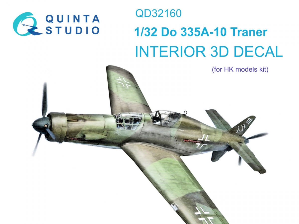 Quinta Studio QD32160 Do 335A-10 3D-Printed &amp; colored Interior on decal paper (HK models) 1/32