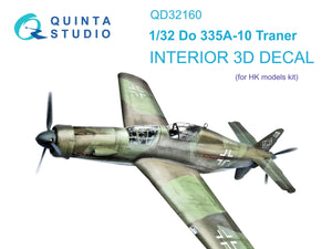 Quinta Studio QD32160 Do 335A-10 3D-Printed &amp;amp; coloured Interior on decal paper (HK models) 1/32