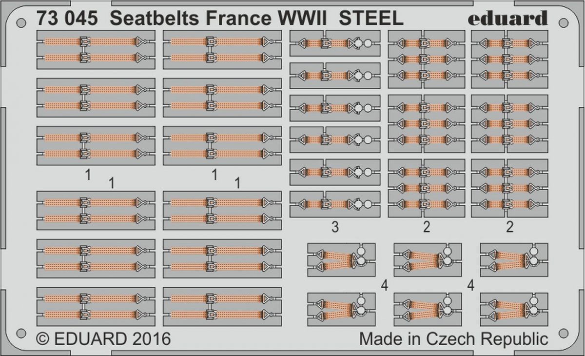 Eduard 73045 Ceintures de sécurité France Seconde Guerre mondiale ACIER 1/72