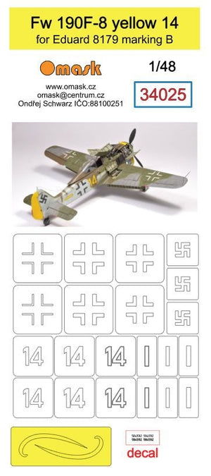 Omask 34025 Fw 190F-8 (yellow 14) for Eduard 8179 marking B 1/48