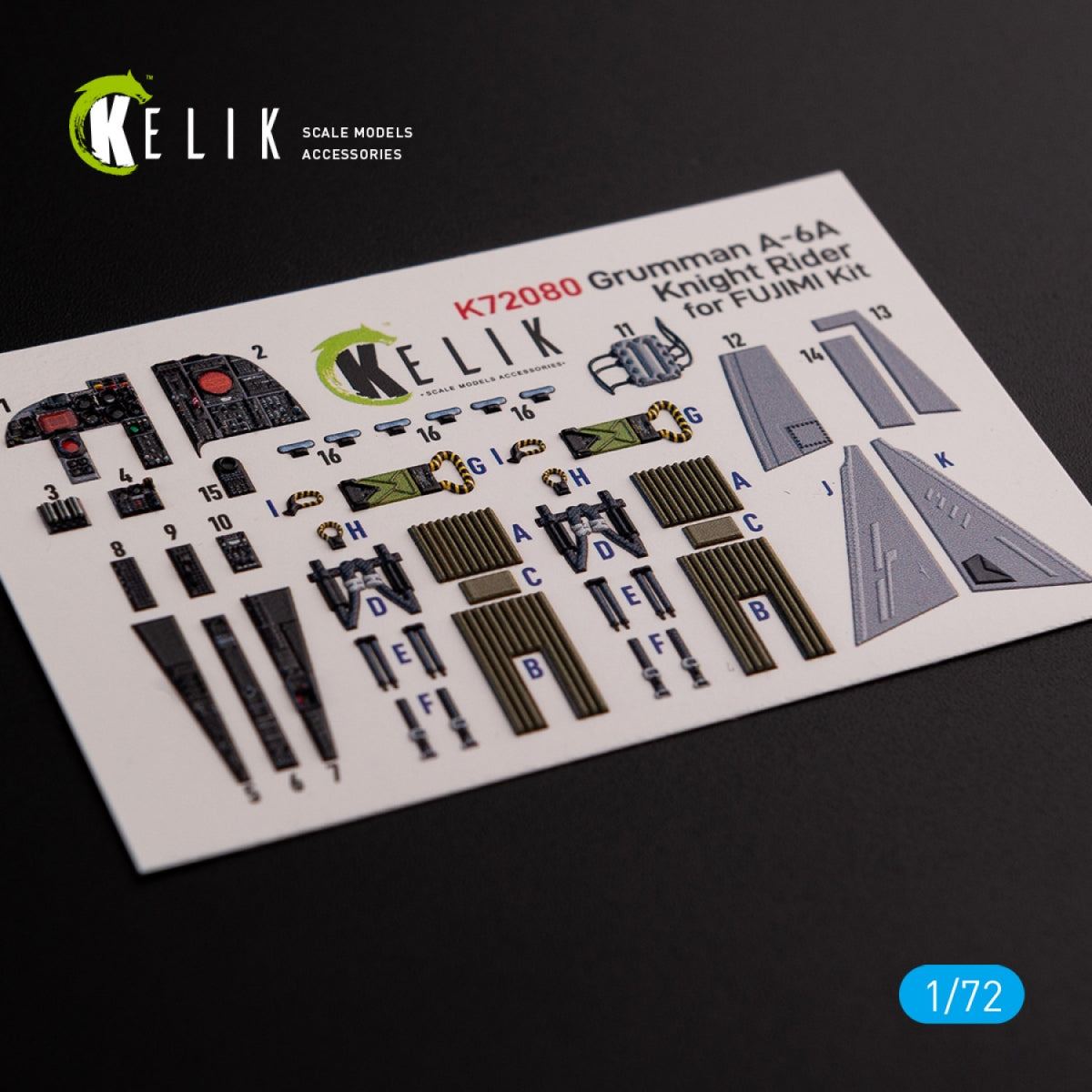 KELIK K72080 Grumman A-6A Knight Rider interior 3D decals for Fujimi kit 1/72
