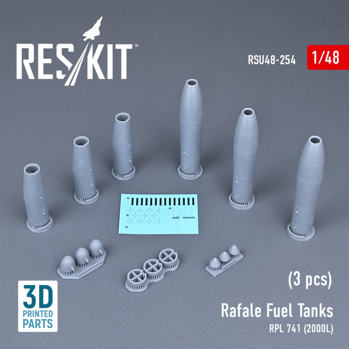 RESKIT RSU48-0254 Réservoirs de carburant RAFALE RPL 741 (2000 L) (3 pièces) (Impression 3D) 1/48 – image 2
