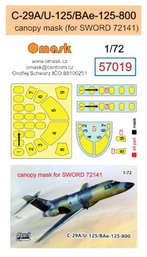 Masque Omask 57019 C-29A/U-125/BAe-125-800 (pour Sword 72141) 1/72