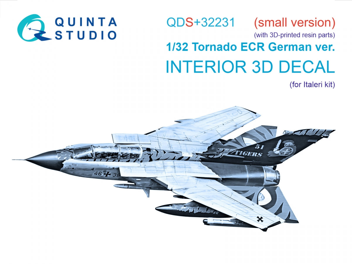 Quinta Studio QDS+32231 Tornado ECR German 3D-Printed &amp;amp; coloured Interior on decal paper (Italeri) (Small version) (with 3D-printed resin parts) 1/32