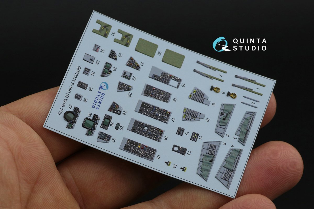 Quinta Studio QD72031 F-14D 3D-Printed &amp;amp; coloured Interior on decal paper (GWH) 1/72 – immagine 2