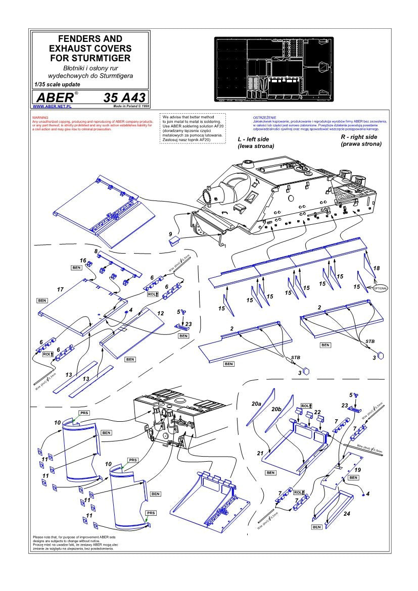 Aber 35A043 Błotniki do Sturmtigera 1/35 – immagine 4