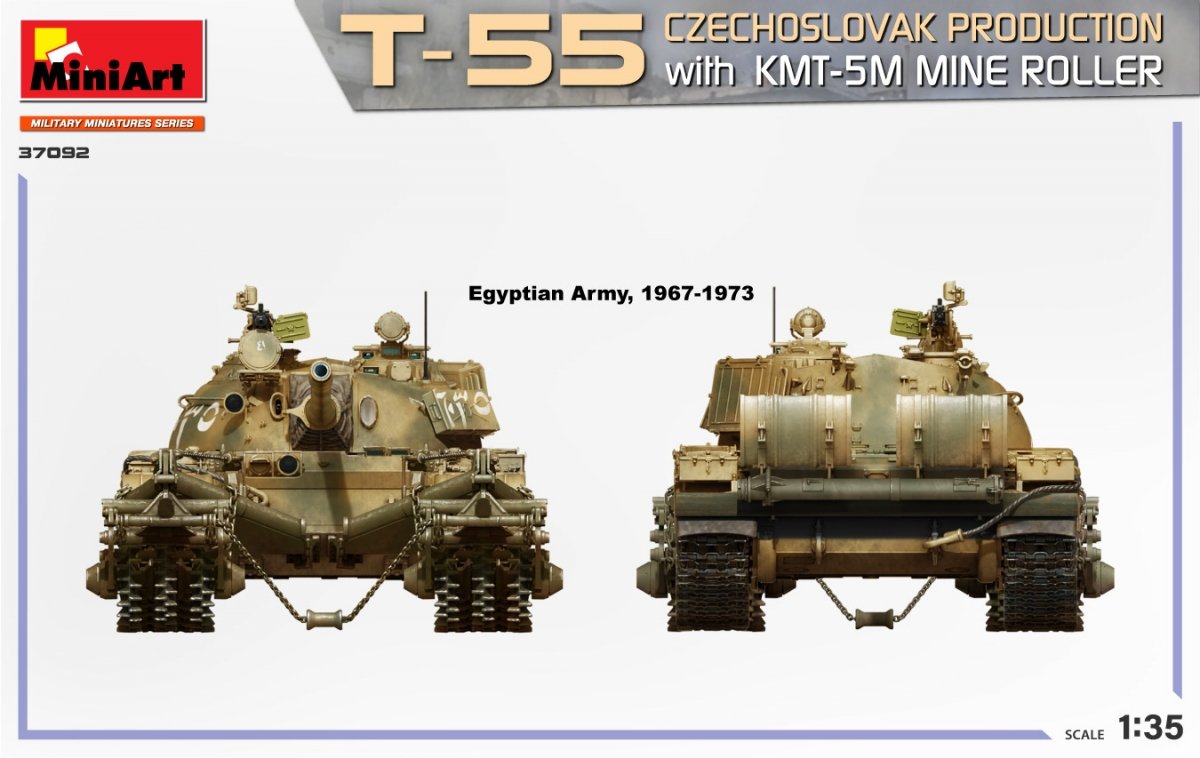 MiniArt 37092 T-55 CZECHOSLOVAK PRODUCTION with KMT-5M MINE ROLLER 1/35 – immagine 6
