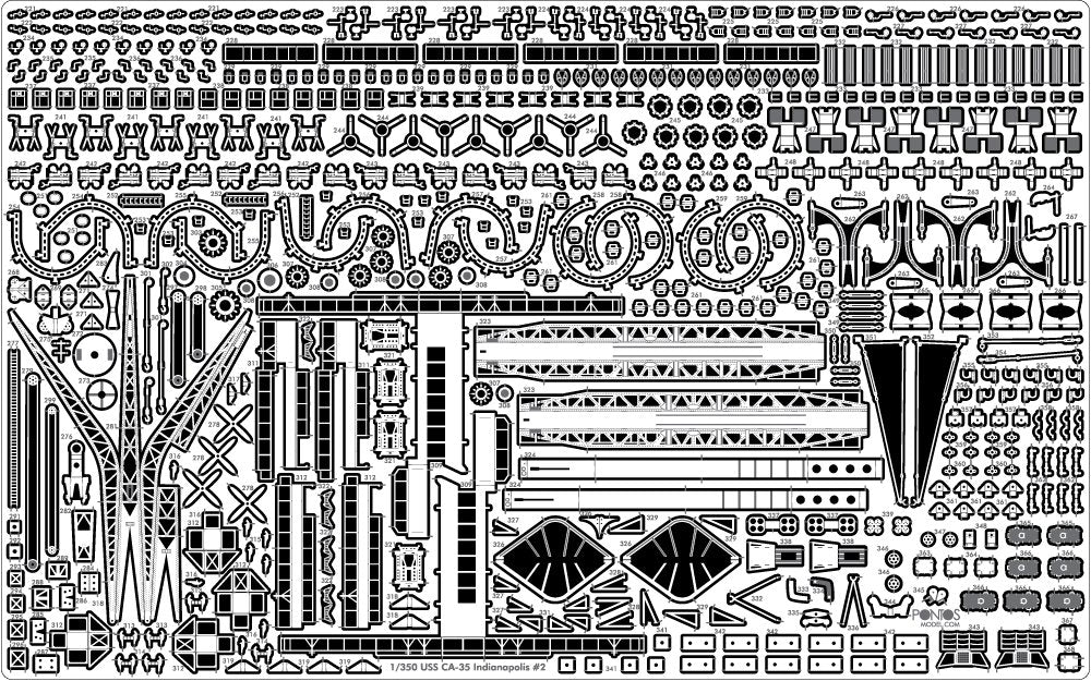 Pontos 35017F1 USS CA-35 Indianapolis 1945 Detail Up Set 1/350 – immagine 14
