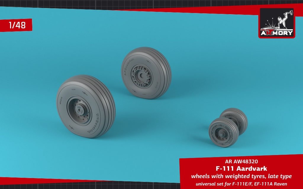 Armory Models AW48320 F-111E/F Aardvark / EF-111A Raven wheels w/ weighted tires 1/48