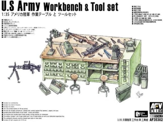 AFV Club 35302 U.S Army Workbench & Tool set 1/35