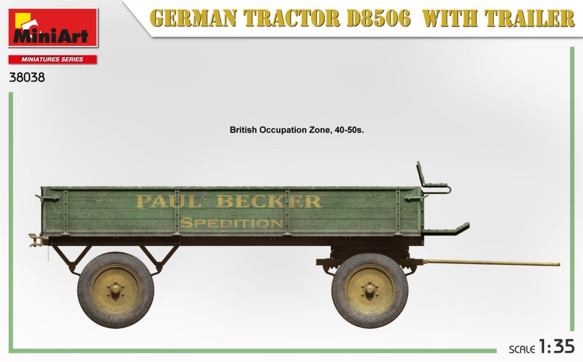 MiniArt 38038 German Tractor D8506 with trailer 1/35 – immagine 7