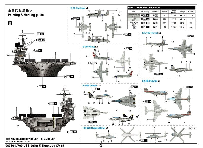 Trumpeter 06716 USS John F. Kennedy CV-67 1/700 – immagine 5