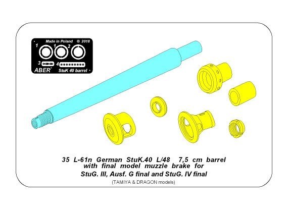 Aber 35L-061N Lufa do niemieckiego działa pancernego Stug.III, G i Stug.IV końcowych serii 1/35 – immagine 2