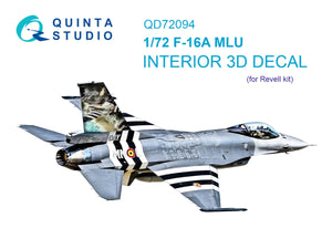 Quinta Studio QD72094 F-16A MLU 3D-Printed &amp;amp; coloured Interior on decal paper (Revell) 1/72