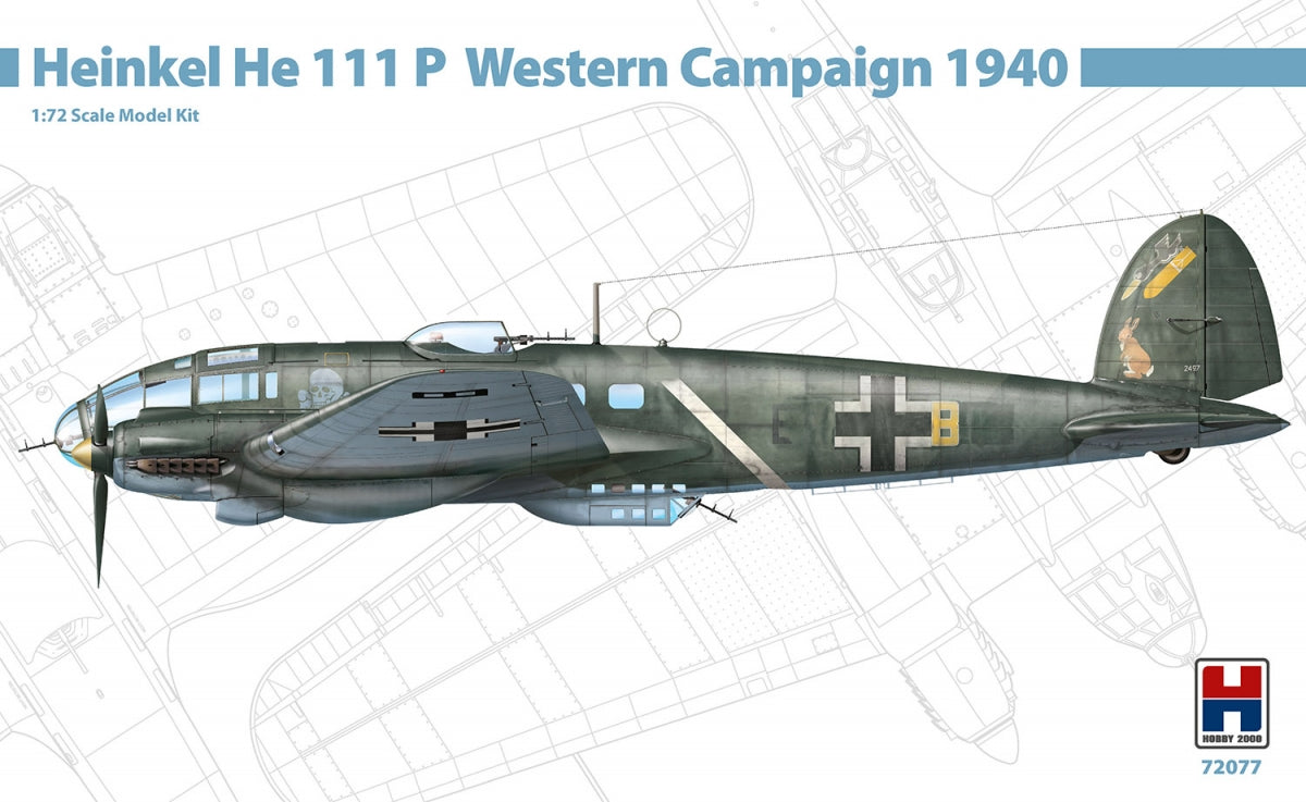 Hobby 2000 72077 Heinkel He 111 P Western Campaign 1940 (HASEGAWA + CARTOGRAF + MASKS + 3D PRINTING) 1/72