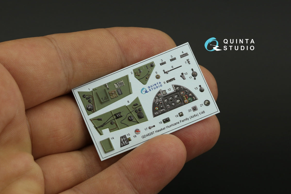 Quinta Studio QD48287 Hawker Hurricane family 3D-Printed &amp;amp; coloured Interior on decal paper (Airfix) 1/48 – immagine 5