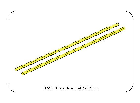 Aber HR-10 Sześciokątne pręty mosiężne 1,0mm długość 245mm x 2 szt. / Brass hexagonal rods 1,0mm length 245mm x2 pcs. – Bild 3