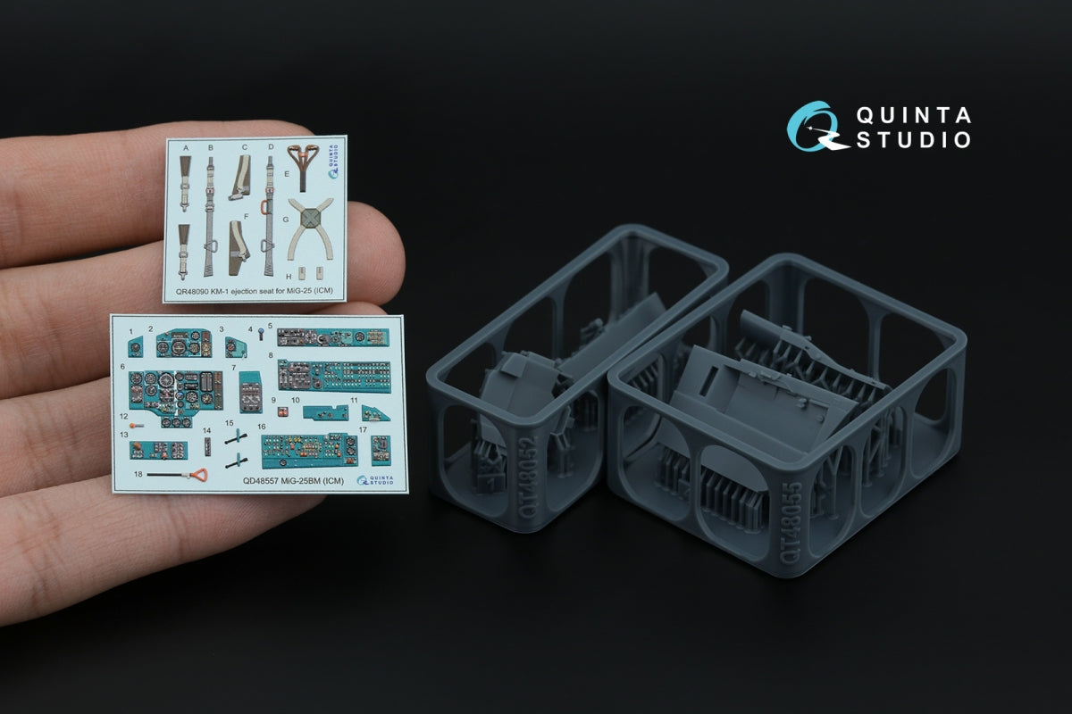Quinta Studio QD+48557 MiG-25BM 3D-Printed &amp;amp; coloured Interior on decal paper (ICM) (with 3D-printed resin parts) 1/48 – immagine 2