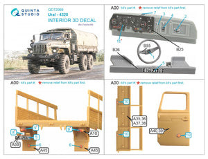 Quinta Studio QD72069 Ural-4320 3D-Printed &amp;amp; coloured Interior on decal paper (Zvezda) 1/72 – immagine 6