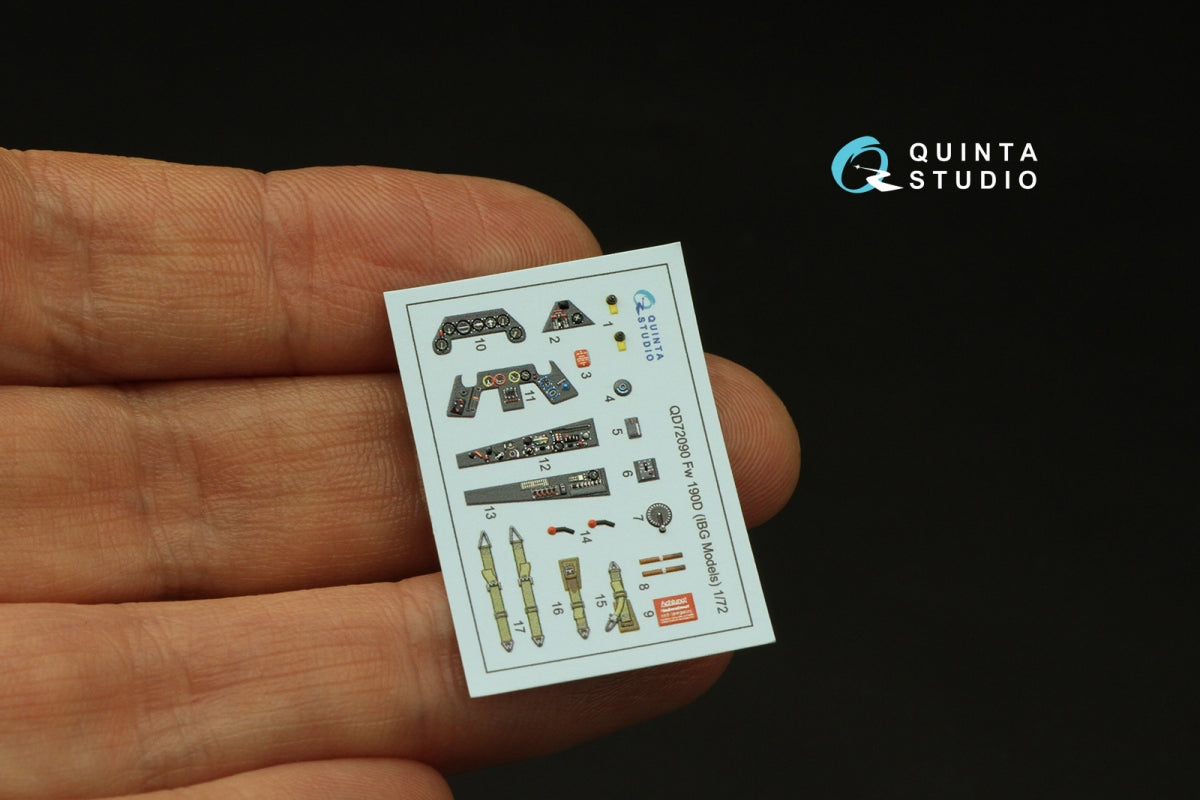 Quinta Studio QD72090 Fw 190D 3D-Printed &amp;amp; coloured Interior on decal paper (IBG models) 1/72 – immagine 5