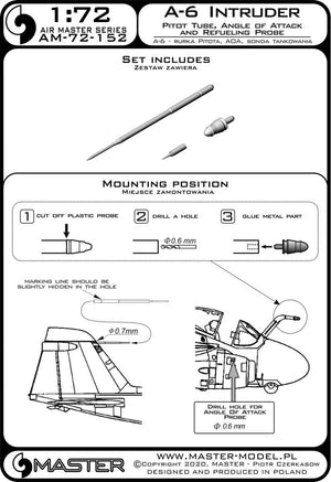 Master AM-72-152 A-6 Intruder - Tube de Pitot, angle d&amp;#39;attaque et sonde de ravitaillement 1/72 – image 3