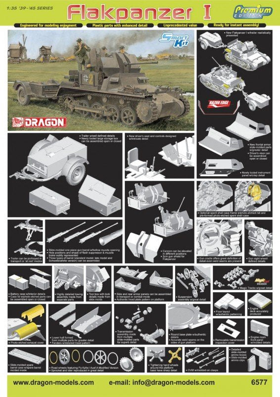 Dragon 6577 German Self-propelled Anticraft Gun Sd.Kfz.101 Flakpanzer I 1/35