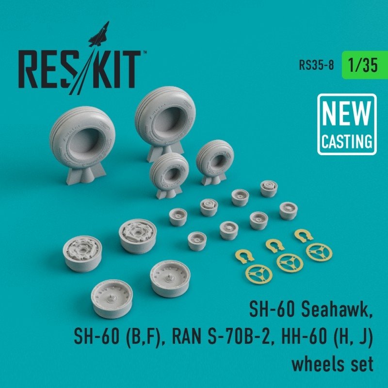 RESKIT RS35-0008 SH-60 Seahawk, SH-60 (B,F) RAN S-70B-2, HH-60 (H, J) jeu de roues (NOUVEAU COULAGE) 1/35
