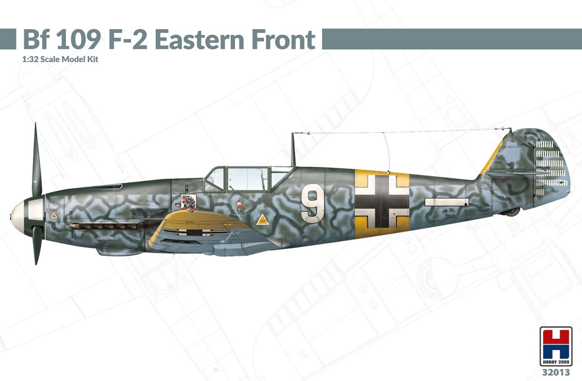Hobby 2000 32013 Bf 109 F-2 Front de l&amp;#39;Est (HASEGAWA + CARTOGRAF + MASQUES + PIÈCES EN MÉTAL) 1/32