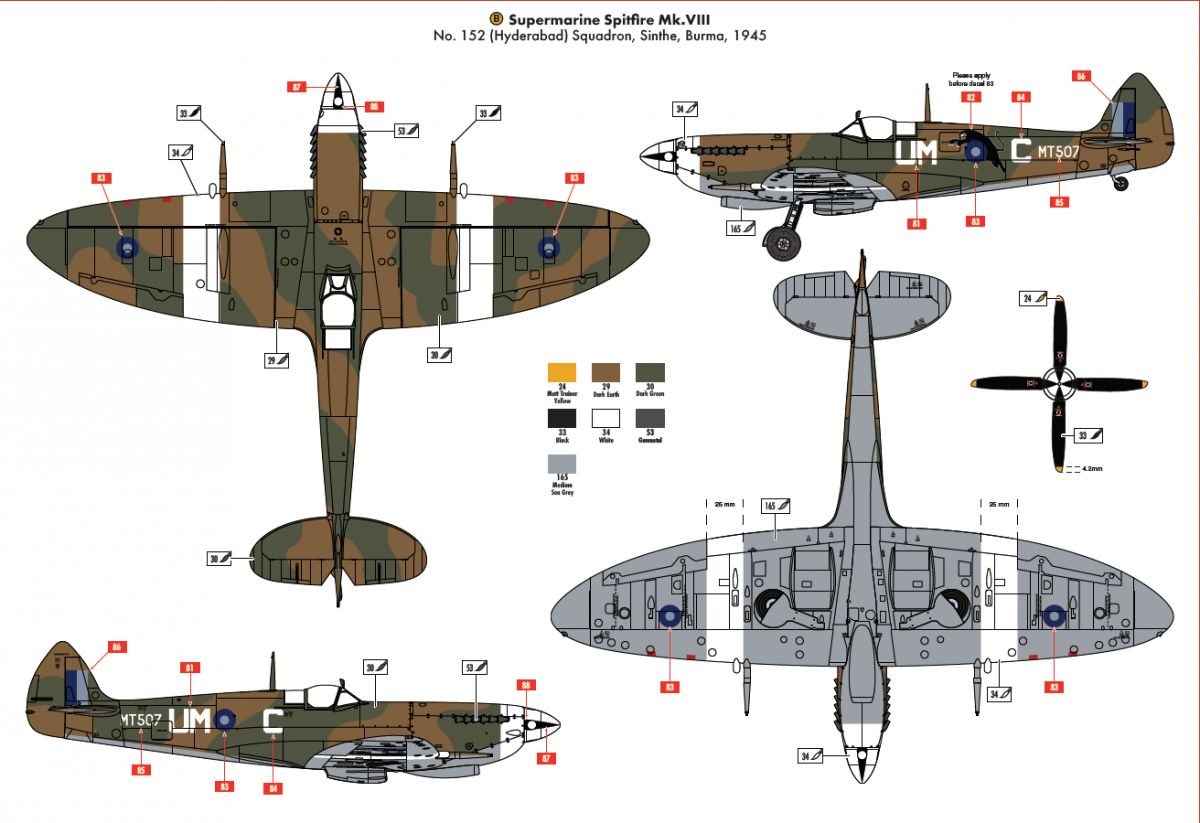 Airfix 17002 Supermarine Spitfire Mk.VIII 1/24 – immagine 14