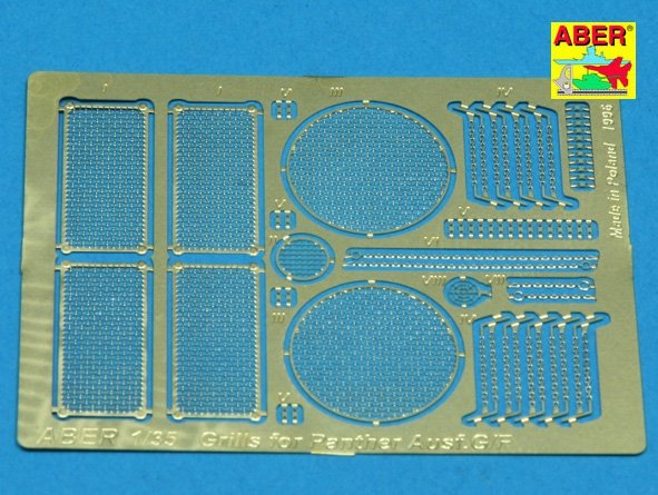 Aber 35G02 Grilles for german tank PzKpfw V Ausf.G/F Panther (Sd.Kfz.181) 1/35