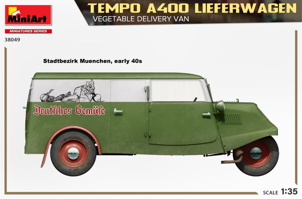 MiniArt 38049 TEMPO A400 LIEFERWAGEN. VEGETABLE DELIVERY VAN 1/35 – immagine 4