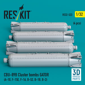 RESKIT RS32-0523 CBU-89B cluster bombs GATOR (4 pcs) (3D Printed) 1/32 – immagine 2