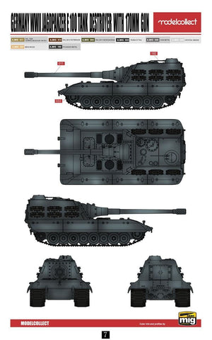 Modelcollect UA72116 Chasseur de chars allemand Jagdpanzer E-100 de la Seconde Guerre mondiale avec canon de 170 mm (1/72) – image 3