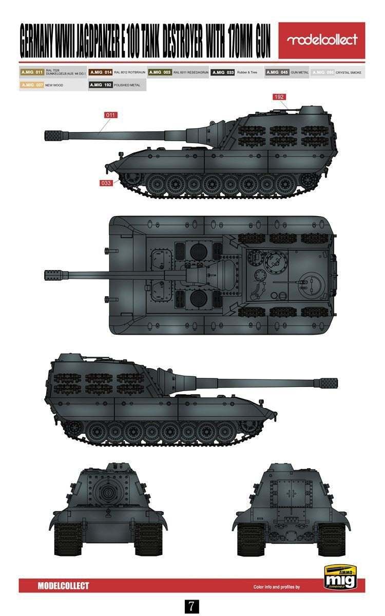 Modelcollect UA72116 Chasseur de chars allemand Jagdpanzer E-100 de la Seconde Guerre mondiale avec canon de 170 mm (1/72) – image 3