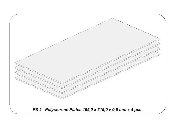 Aber PS-2 Płyty z białego polistyrenu 195 x 315 x 0,50 po 4 szt. / Polystyrene plates 195 x 315 x 0,50 mm x 4 pcs. – imagen 2