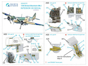 Quinta Studio QD48378 Bristol Blenheim Mk.I 3D-Printed &amp;amp; coloured Interior on decal paper (Airfix) 1/48 – immagine 12
