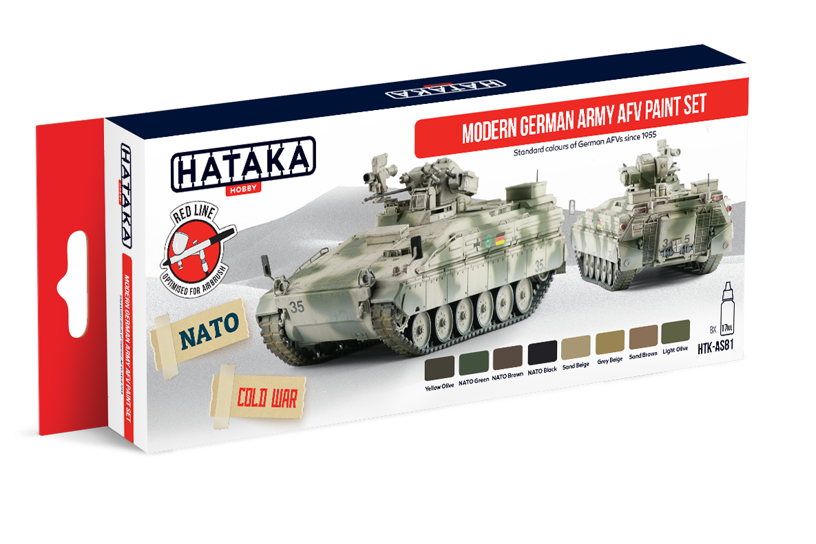 Kit de peinture Hataka HTK-AS81 pour véhicules blindés de combat de l'armée allemande moderne (8 x 17 ml)