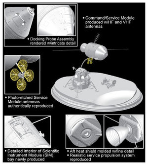 Dragon 11015 Apollo 17 &amp;quot;The Last J-Mission&amp;quot; CSM + LM + Lunar Rover 1/72 – immagine 4