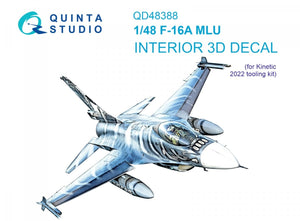 Quinta Studio QD48388 F-16A MLU 3D-Printed &amp;amp; coloured Interior on decal paper (Kinetic) 1/48