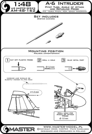 Master AM-48-162 A-6 Intruder - Rurka Pitota, sonda Angle of Attack oraz tankowania 1/48 – immagine 3