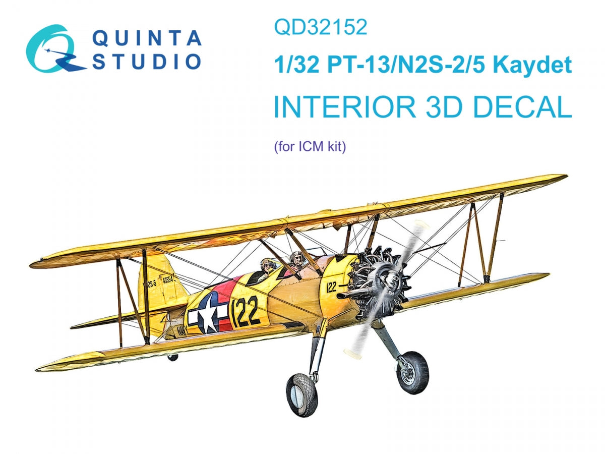 Quinta Studio QD32152 PT-13/N2S-2/5 Kaydet 3D-Printed &amp;amp; coloured Interior on decal paper (ICM) 1/32