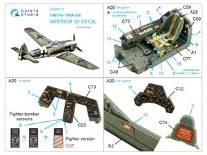 Intérieur imprimé en 3D et coloré sur papier décalcomanie Quinta Studio QD48315 Fw 190A-5/6 (Eduard) 1/48 – image 2