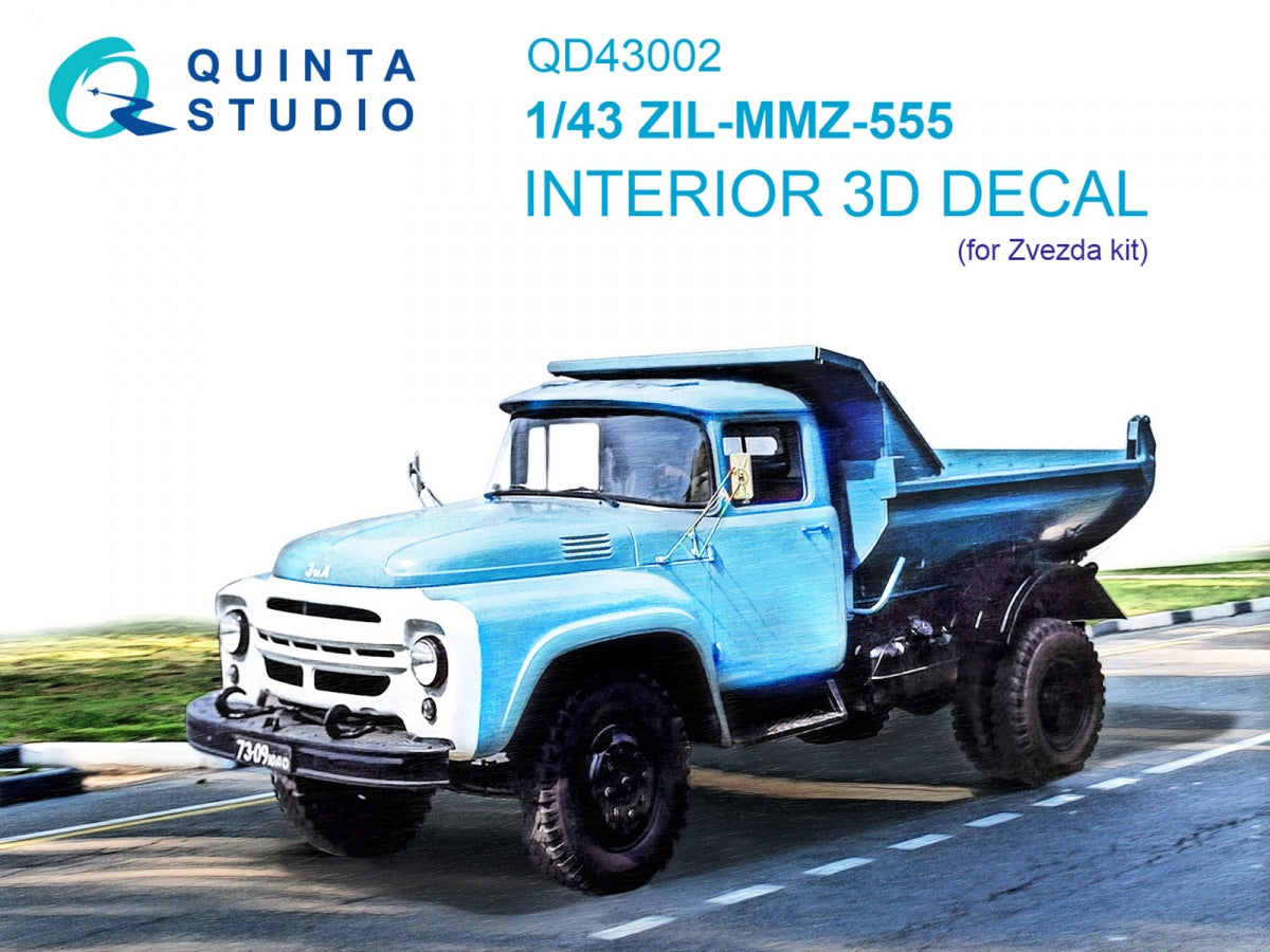 Intérieur coloré imprimé en 3D sur papier décalcomanie (Zvezda) Quinta Studio QD43002 ZIL-MMZ-555 1/43