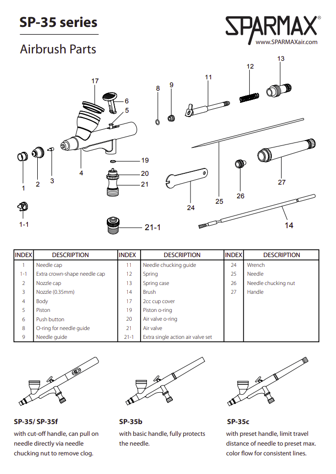 Sparmax SP-35C Airbrush - Nozzle 0.35 mm – image 2
