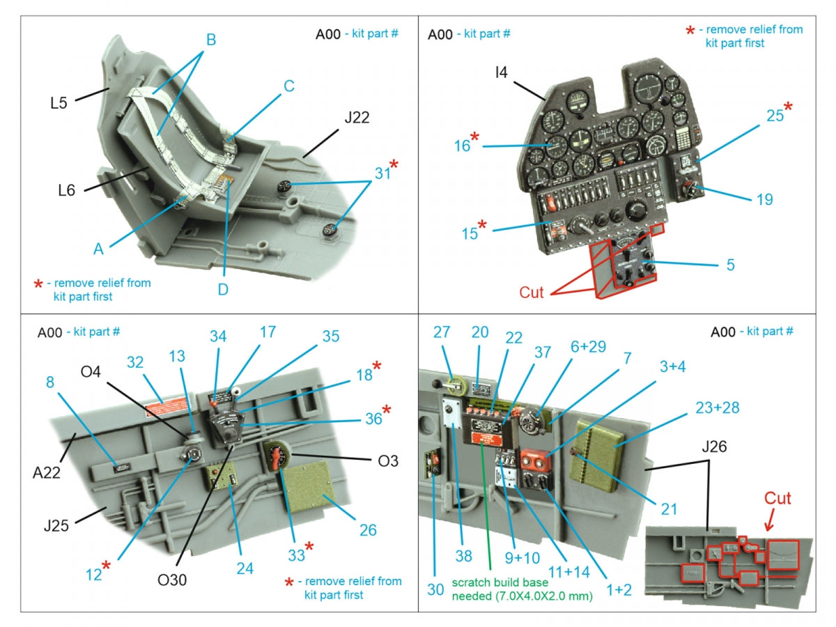 Quinta Studio QD32220 P-40N late 3D-Printed coloured Interior on decal paper (Hasegawa/Eduard) 1/32 – immagine 2