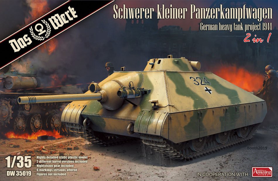 Das Werk DW35019 Schwerer kleiner Panzerkampfwagen Projet de char lourd allemand 1944 (2 en 1) 1/35