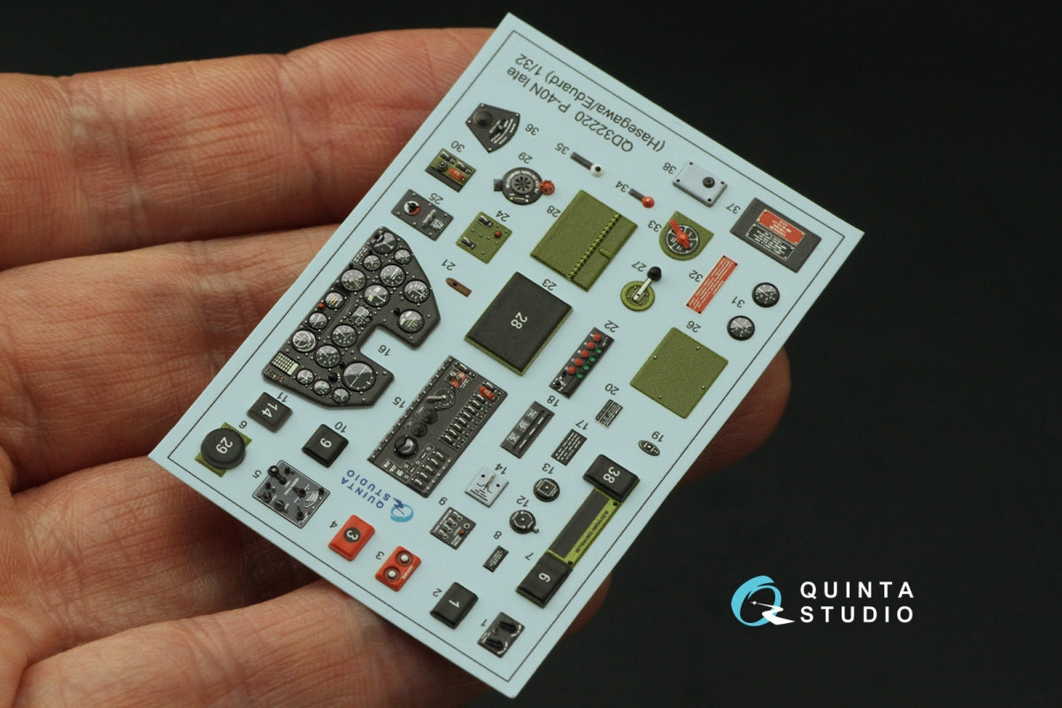 Quinta Studio QD32220 P-40N late 3D-Printed coloured Interior on decal paper (Hasegawa/Eduard) 1/32 – immagine 5