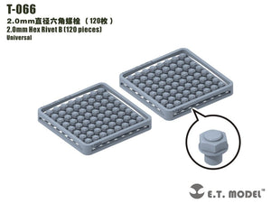 Rivet hexagonal ET modèle T-066 2,0 mm (120 pièces) (rivets)