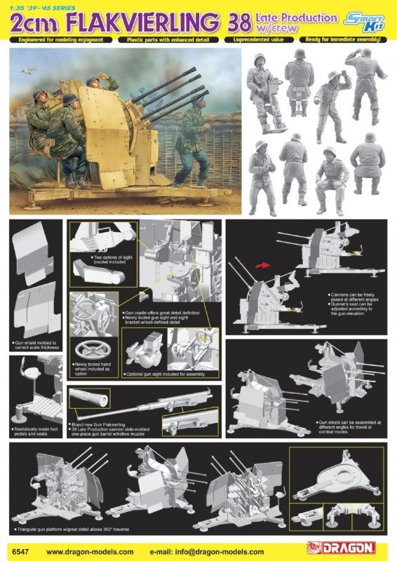 Dragon 6547 2cm Flakvierling 38 w.Crew 1/35 – zdjęcie 2